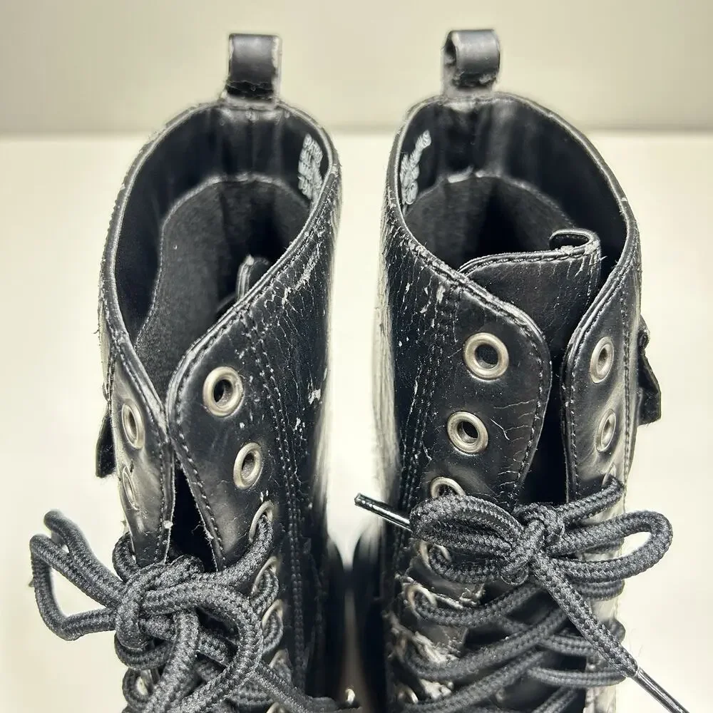 Mudd Patrol Combat Boots Womens 7.5M Black Cargo Pocket Goth Punk Y2K Grunge
